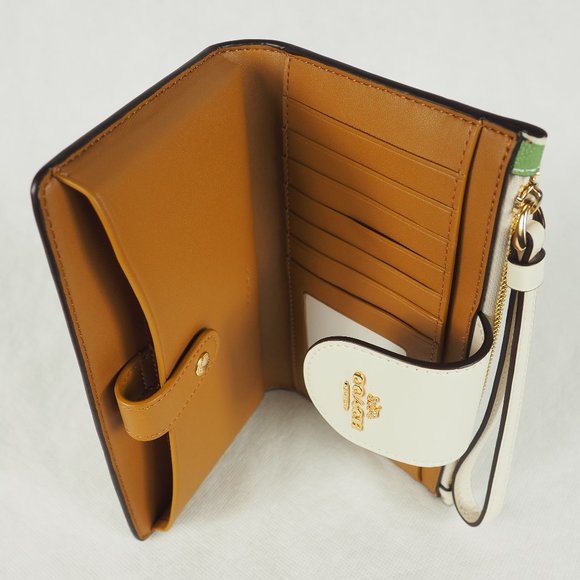 Coach Tech Wallet Canvas Leather Phone Apple Print Chalk White Green Multi C4607 - Picture 8 of 10